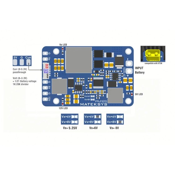 Original MATEK PM12S-3 Power Module 3-12S VX BEC With HeatSink 61X40X15mm for RC FPV Multirotor Fixed-Wing Airplane Cinelifter